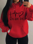 Faith Hope Love Letter Graphic Hooded Pullover for Women