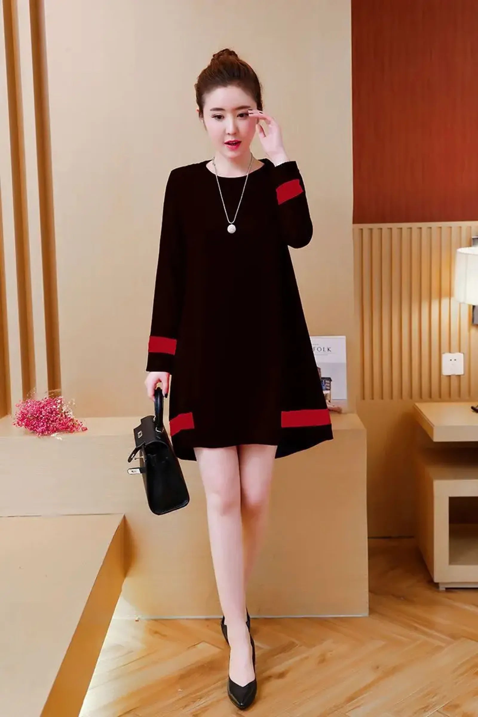 Plus Size Women's Long Sleeve T-Shirt Dress