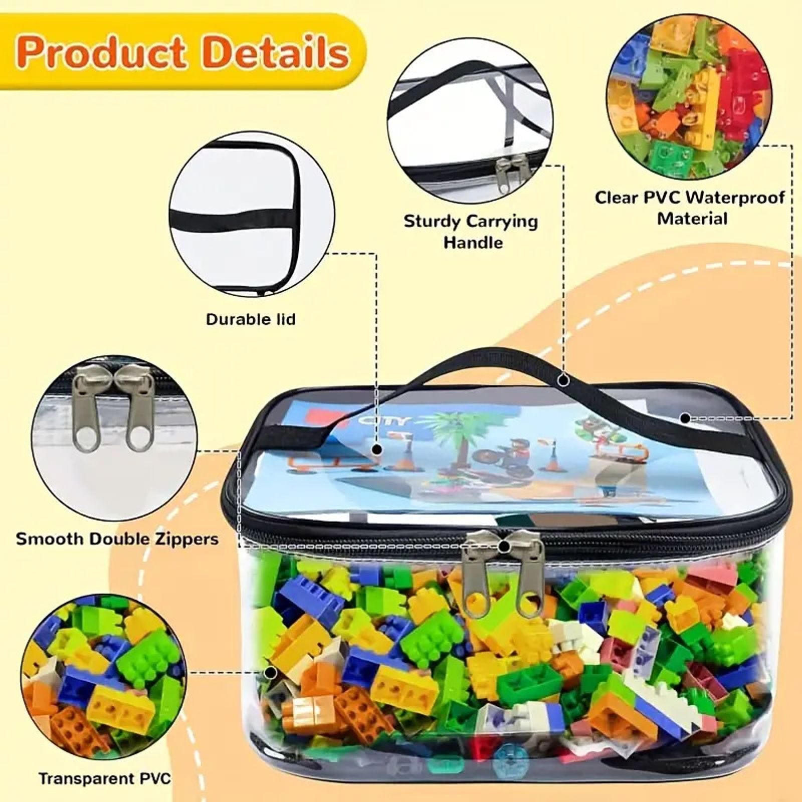 Transparent Mesh Zipper Toy Storage Bag - Large Capacity Organizer