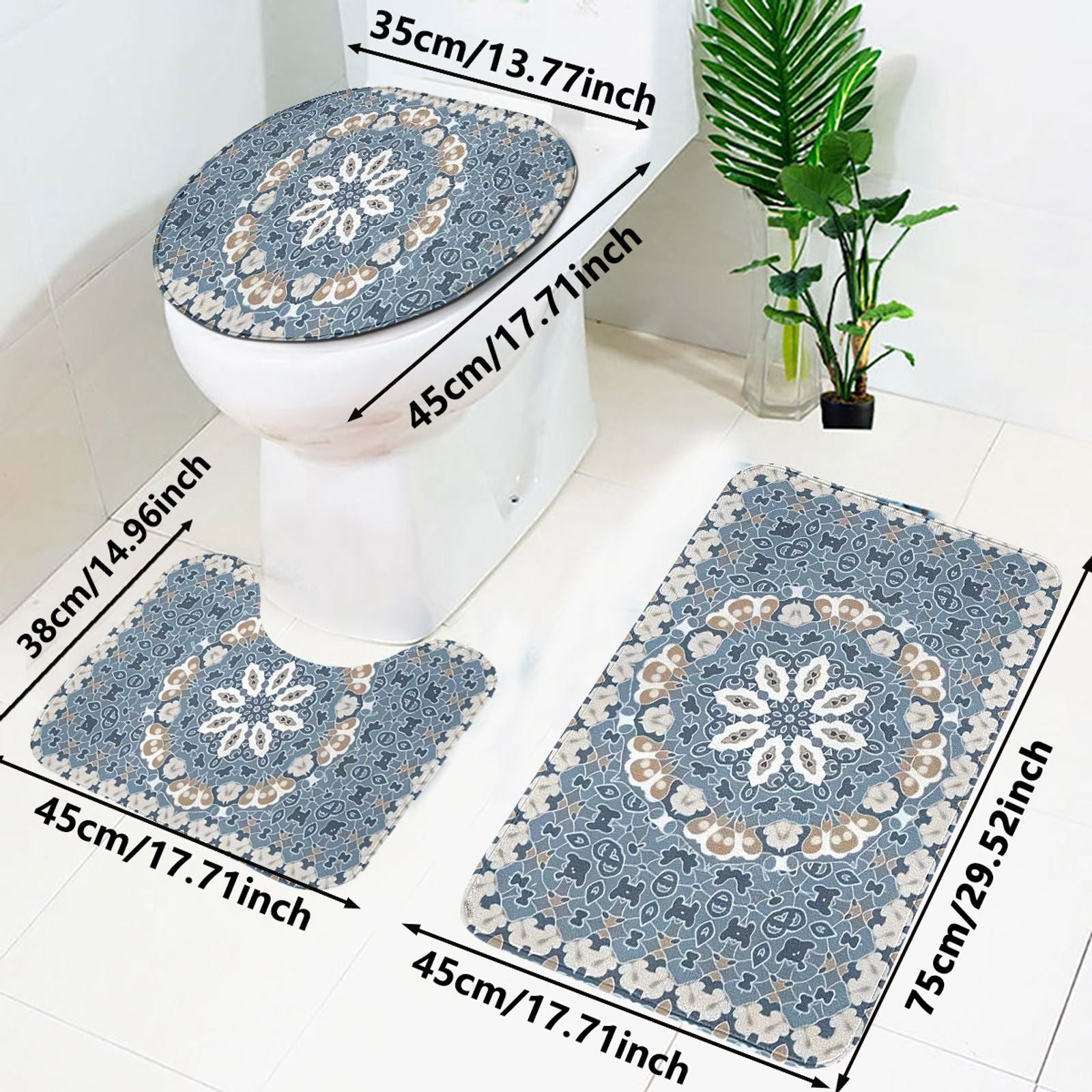 Retro Floral Mandala Non-Slip Bathroom Mat