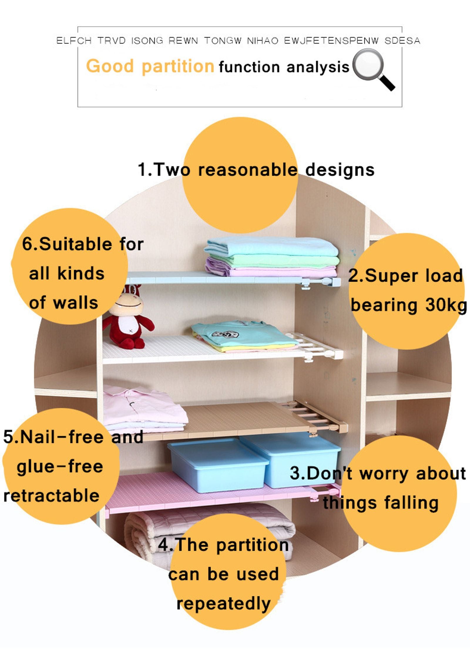 Adjustable Wall-Mounted Closet Organizer Shelf