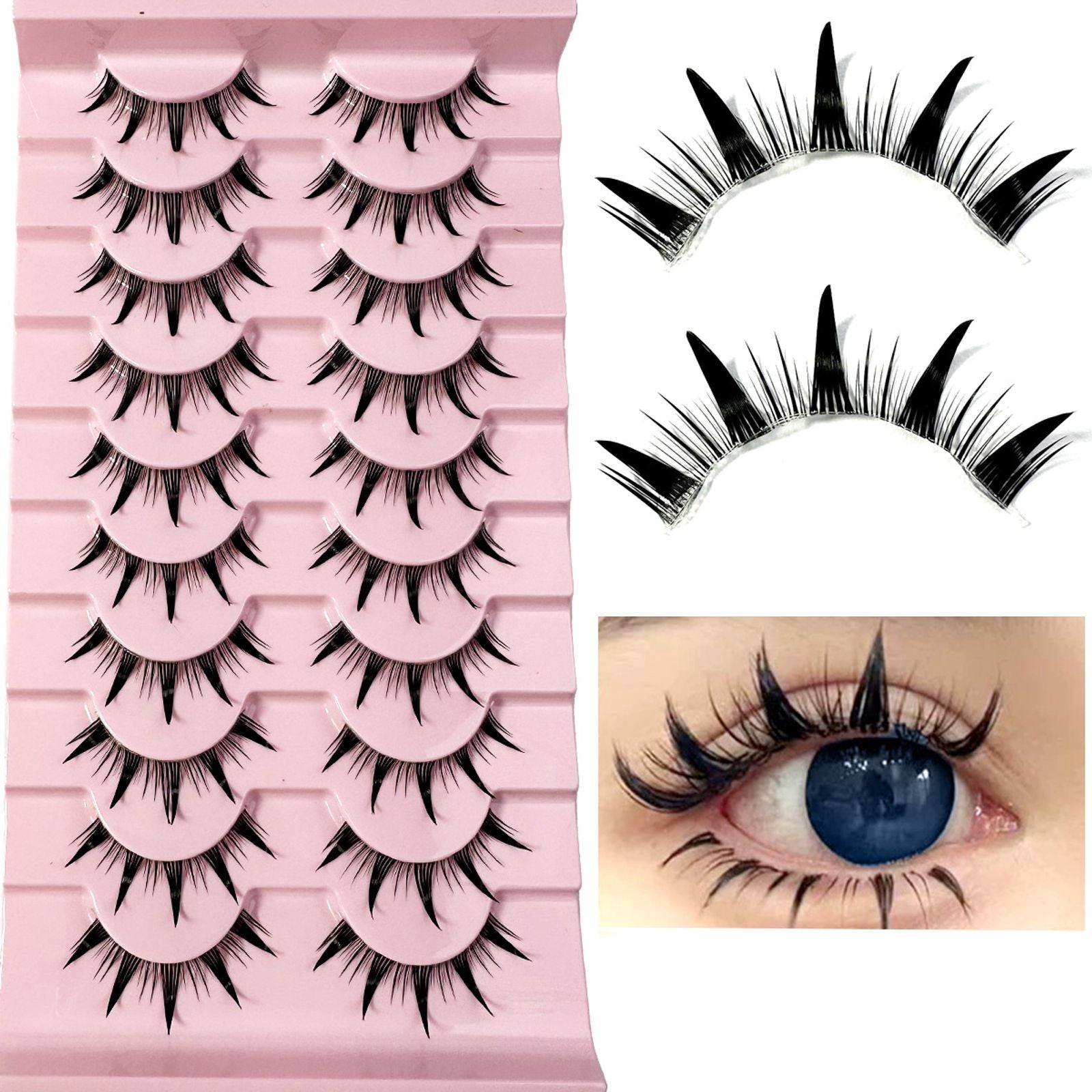 3D Cat Eye Faux Mink Lashes - 10 Pairs Natural & Fluffy
