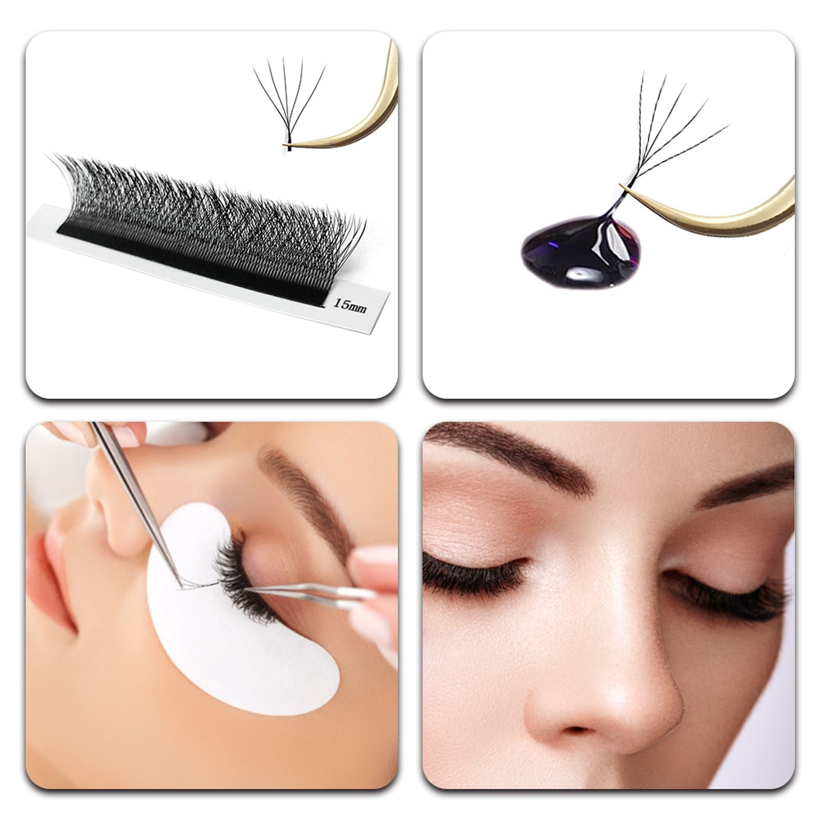 3D 4D 5D Fake Eyelashes - Naturally Curled Premade Volume Fans