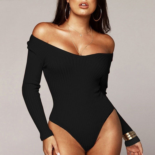 Sexy Long Sleeve Slim Fit Knitted Bodysuit for Women