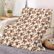 Cozy White Throw Blanket with Brown Footballs & Bows
