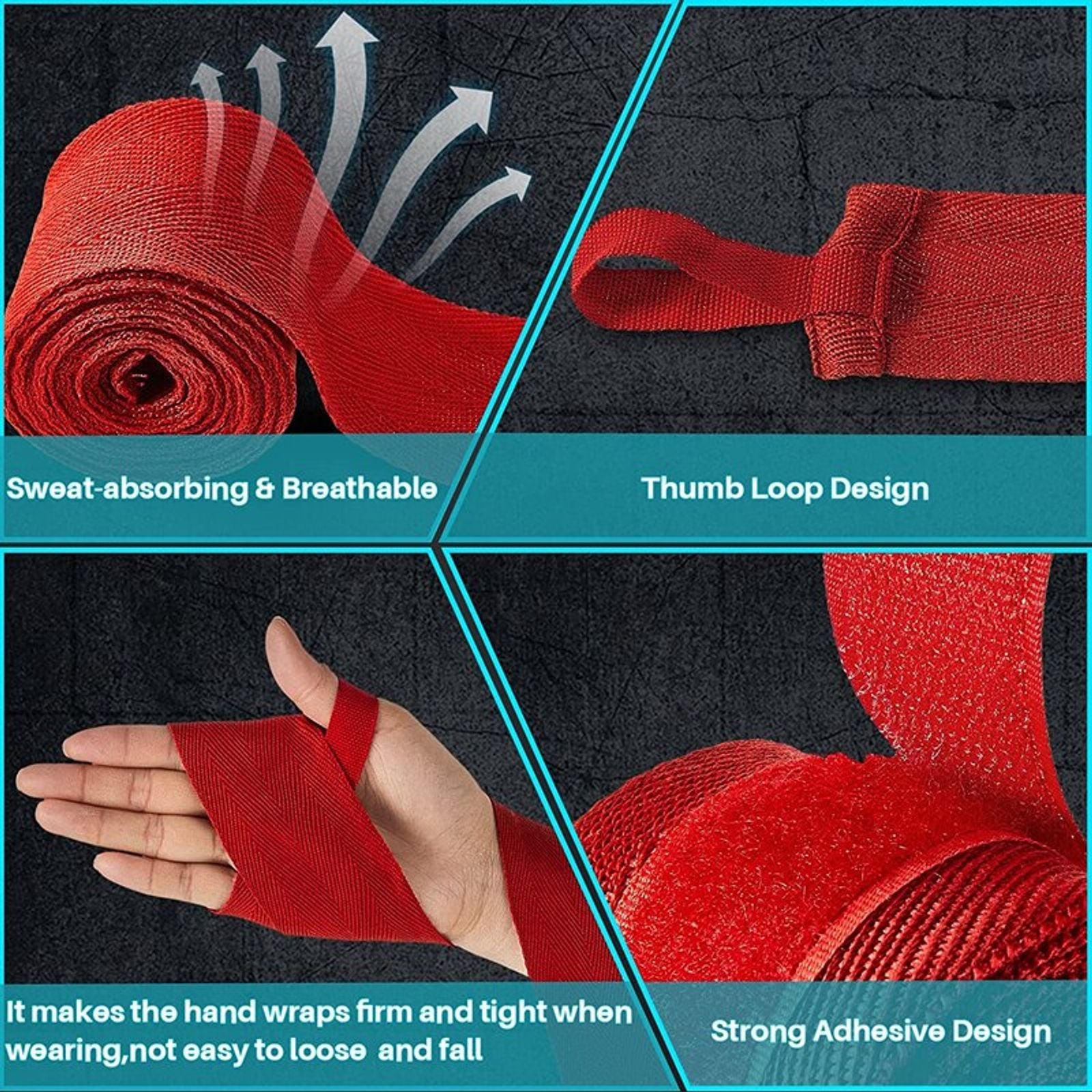 2 Rolls of 2.5M Cotton Boxing Bandages for MMA Competition