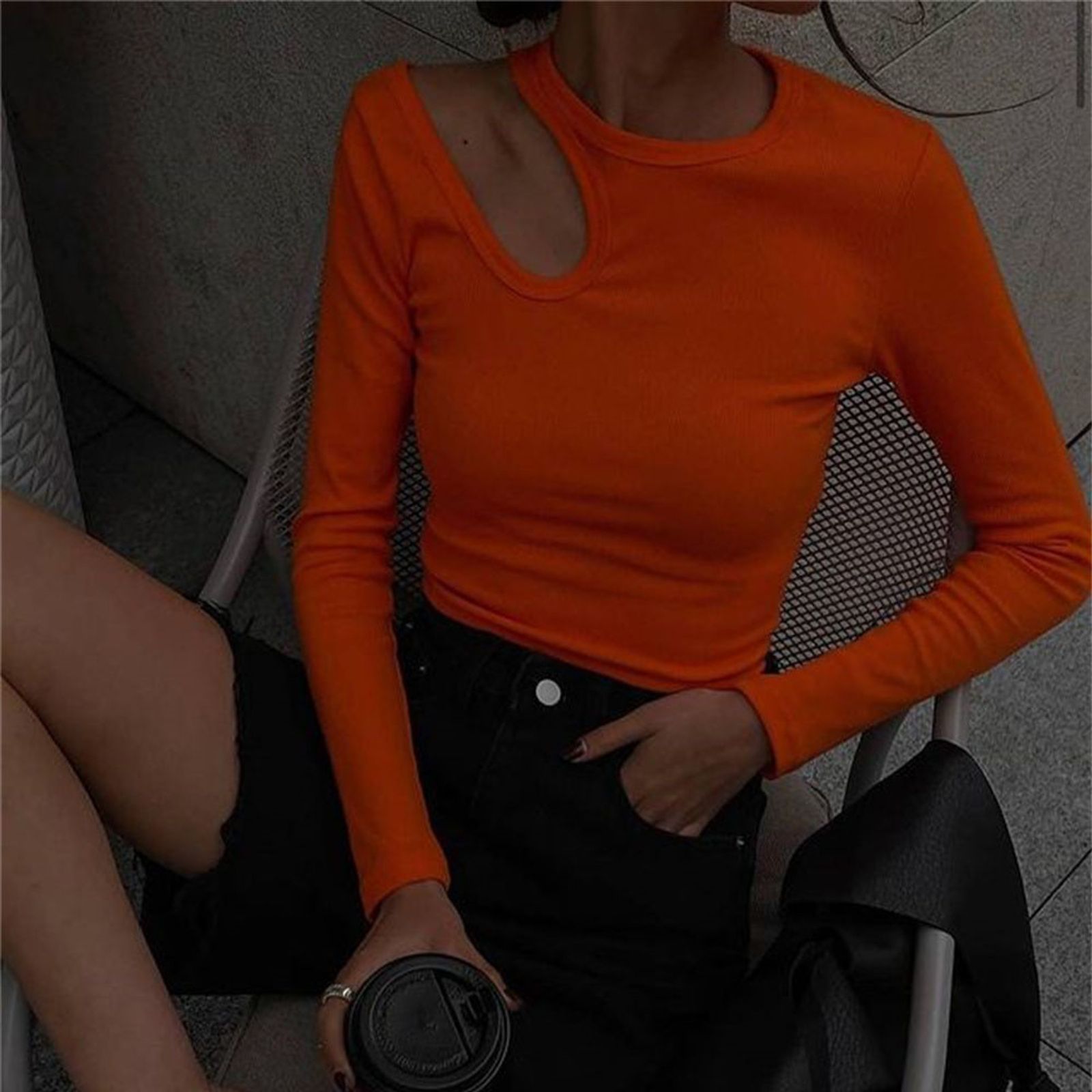 Women's Autumn Winter Ribbed Knitted Crop Top