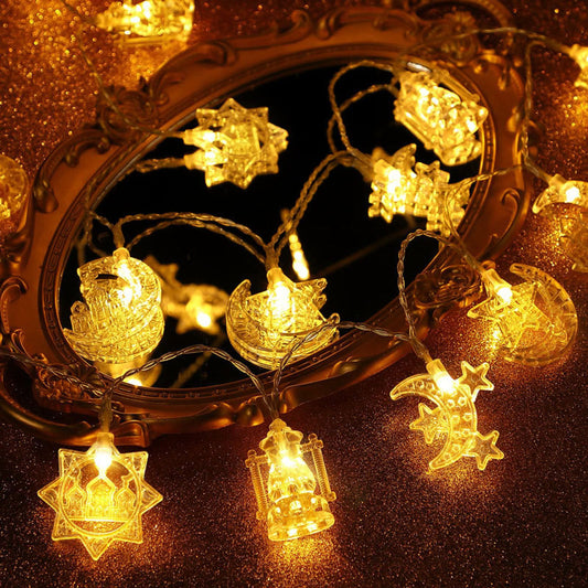 EID Mubarak LED String Lights - Moon & Star Lanterns