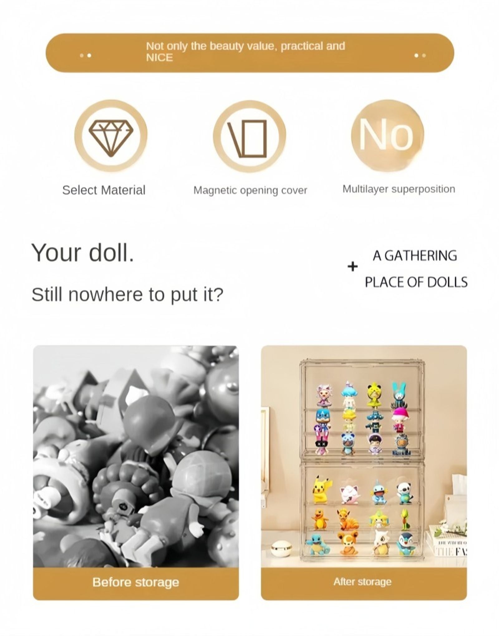 Three Layer Acrylic Display Rack for Dolls and Models