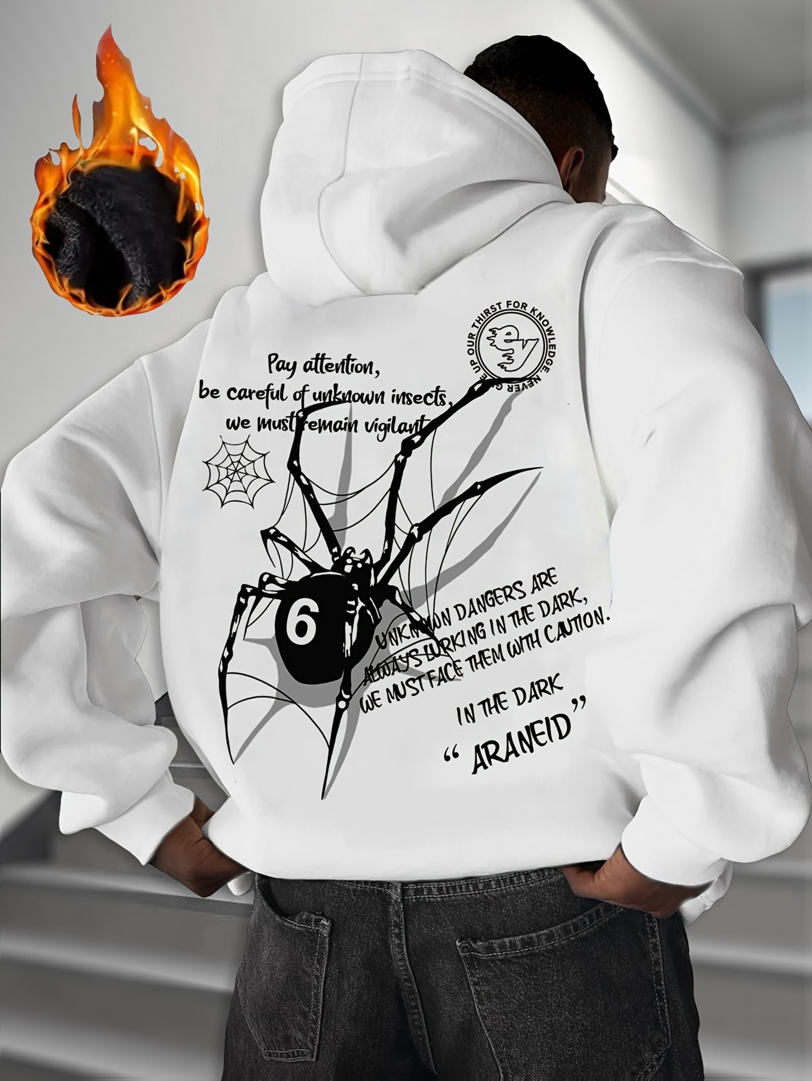 Spider Pattern Print Hooded Sweatshirt for Men and Women