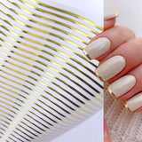 Luxury 3D Gold & Silver Stripe Nail Art Stickers
