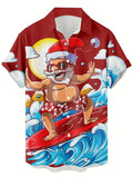 Santa Claus Surfing Hawaiian Shirt - Unisex Christmas Top