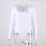 Long Sleeve Square-Cut Collar Bodycon Bodysuit
