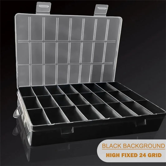 Clear Plastic Storage Box with 24 Compartments