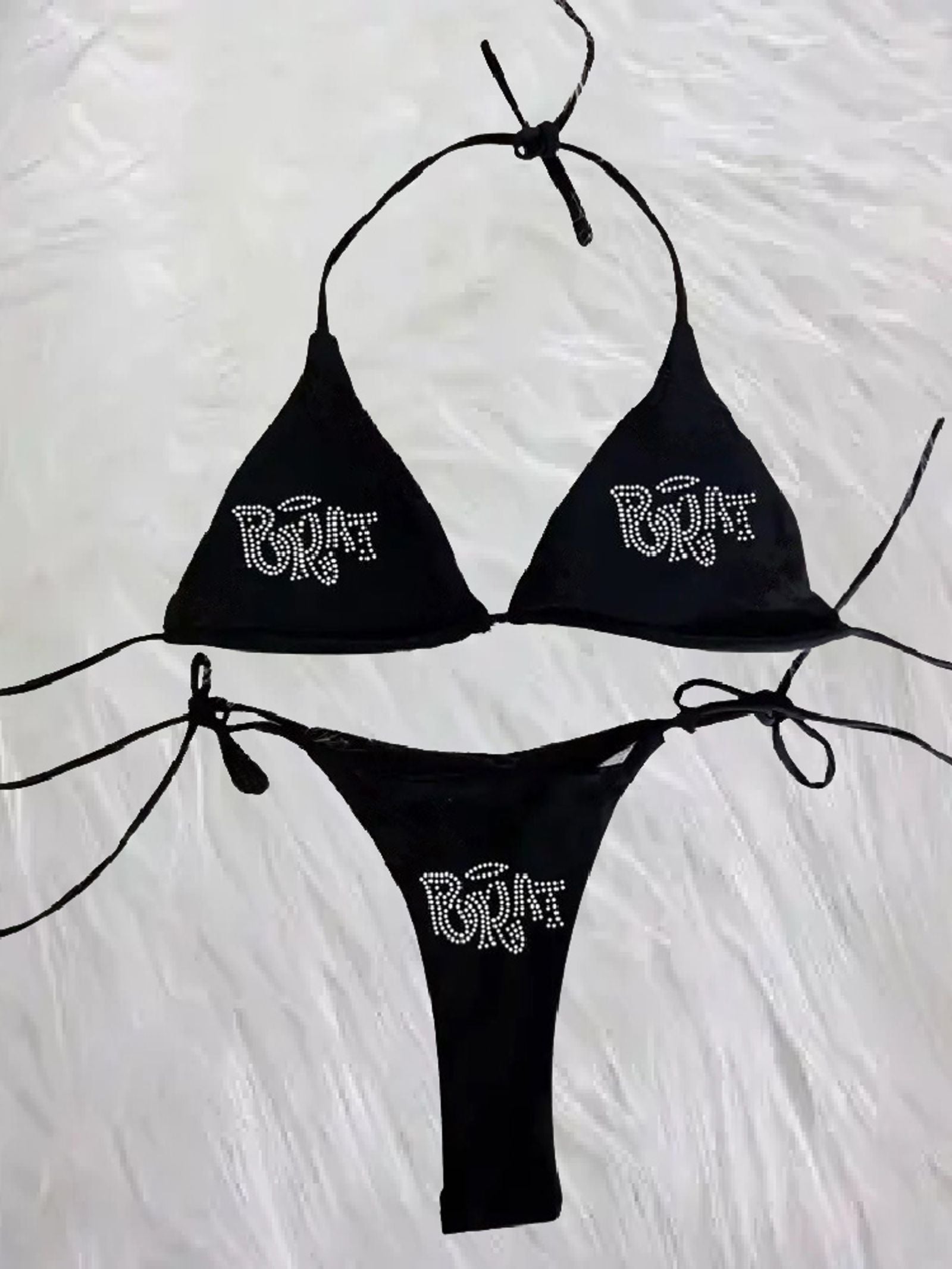 2000s Woman Punk Grunge Lace Up Swimsuit Bikini