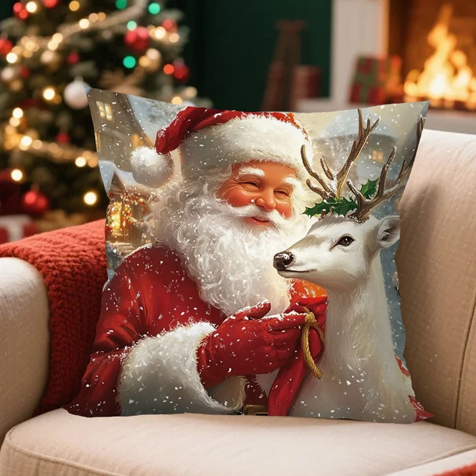 Christmas Decorative Throw Pillow Covers - Santa, Snowman, Elk