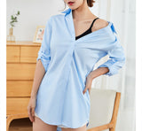 Women's Long Sleeve White and Pink Oversized Blouse