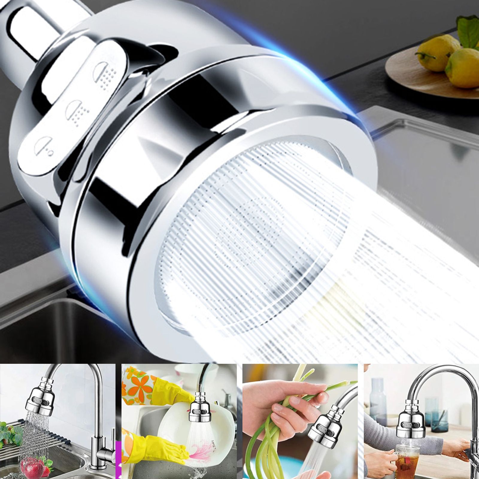 360 Degree Swivel Faucet Extender for Kitchen & Bathroom