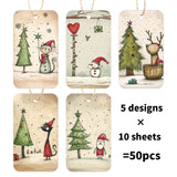 50pcs Vintage Christmas Hanging Gift Tags with Rope