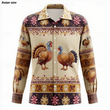 Men's Vintage 3D Print Long Sleeve Thanksgiving Shirt