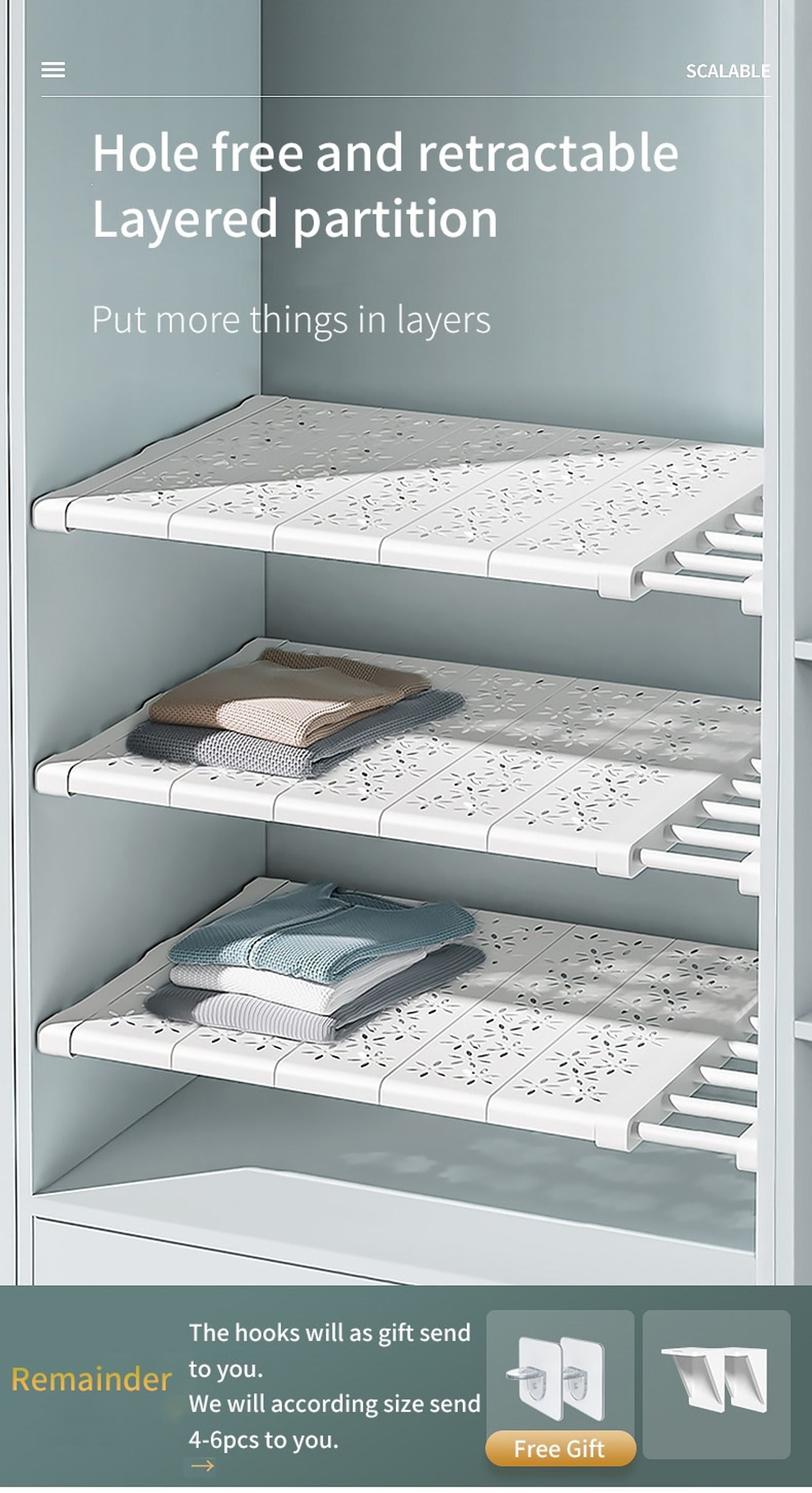 White Expandable Divider for Kitchen and Bathroom Storage