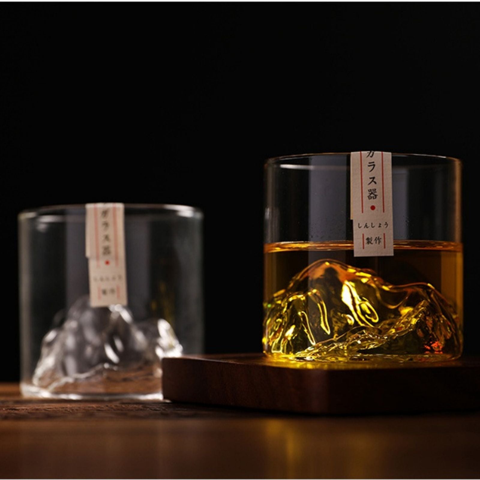 Japanese Glass Mt. Fuji Teacup - Heat-Resistant Retro Design