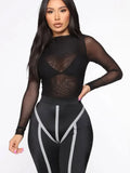 Sexy Transparent Black Mesh Bodysuit for Women