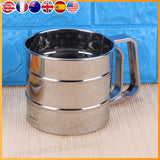 Multi-Function Stainless Steel Flour Sifter with Hand Press