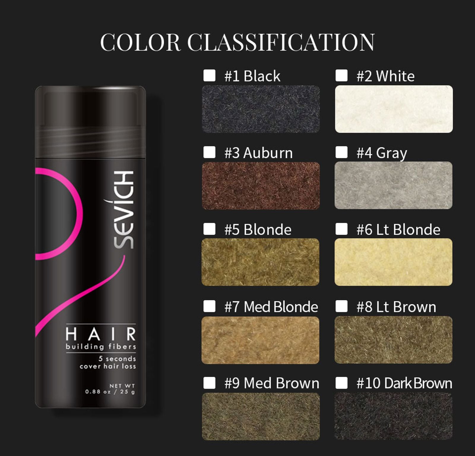 SEVICH Hair Building Fiber Set for Hair Loss Treatment