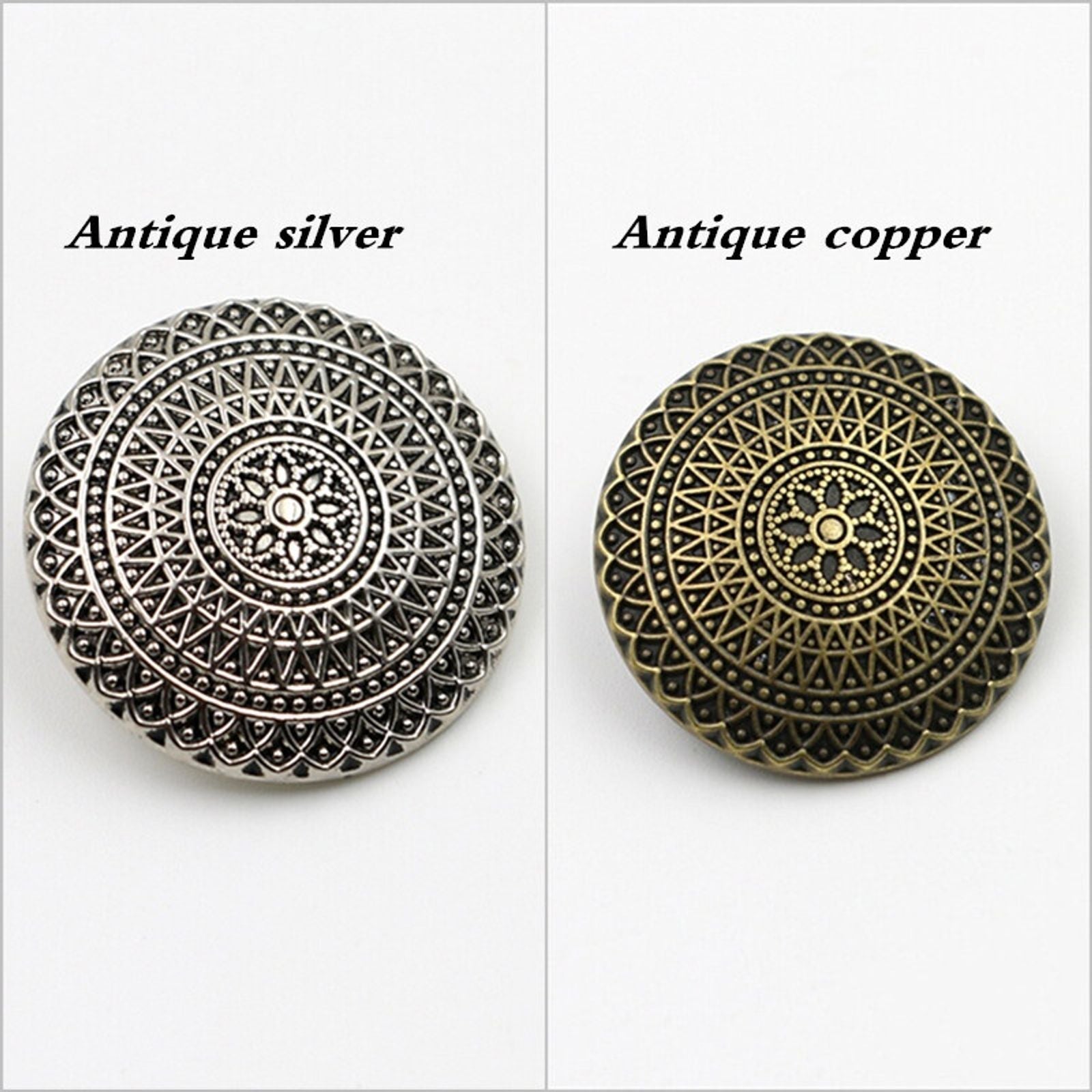 10pcs Vintage Pattern Metal Shank Buttons for Clothing