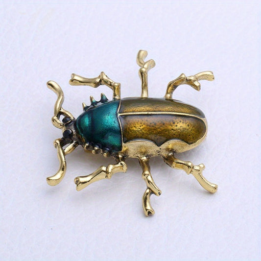 Retro Insect Beetle Brooch with Rhinestones