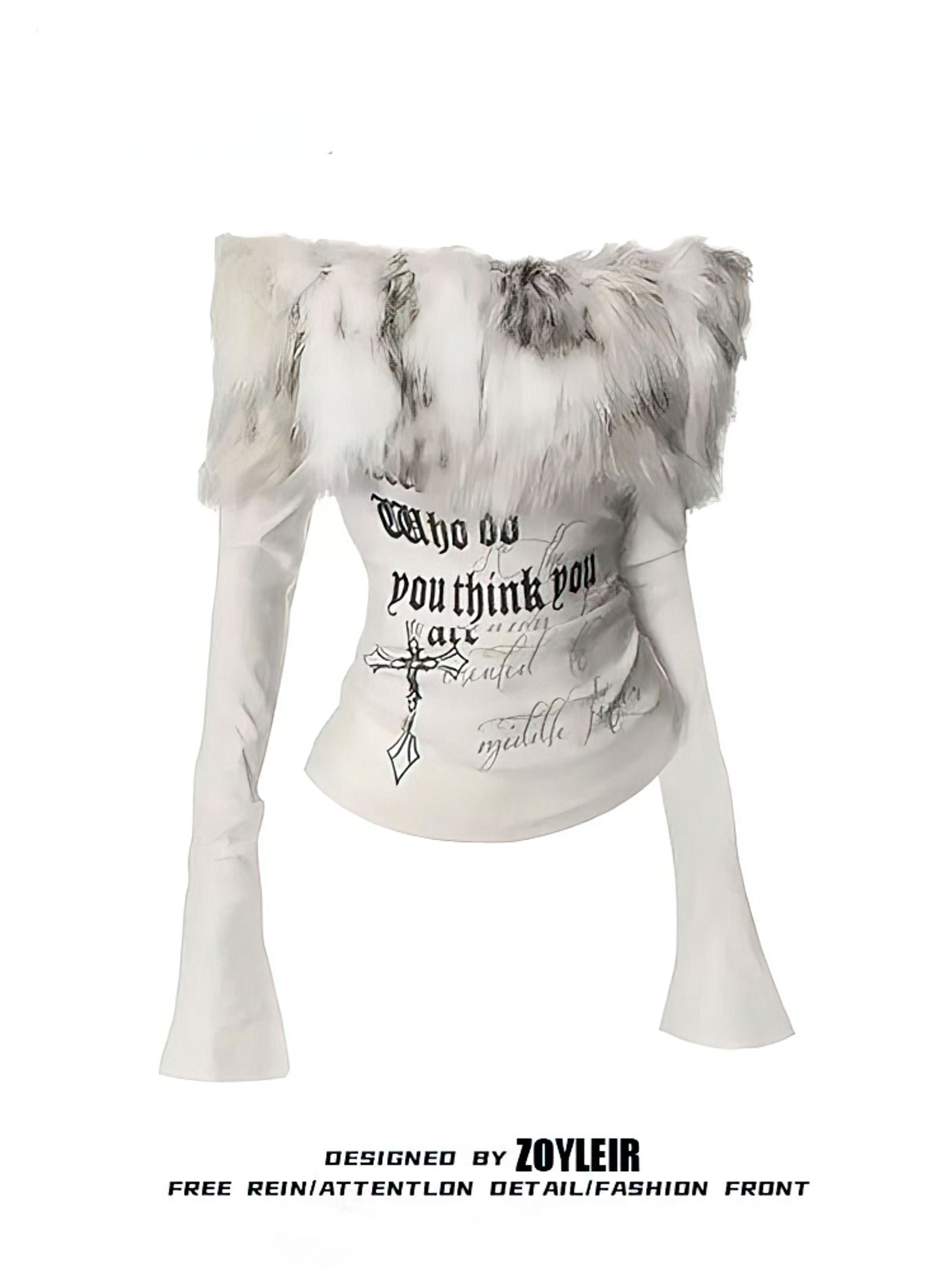 Luxury Fur Graphic Long Sleeve T-Shirt for Women
