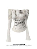 Luxury Fur Graphic Long Sleeve T-Shirt for Women