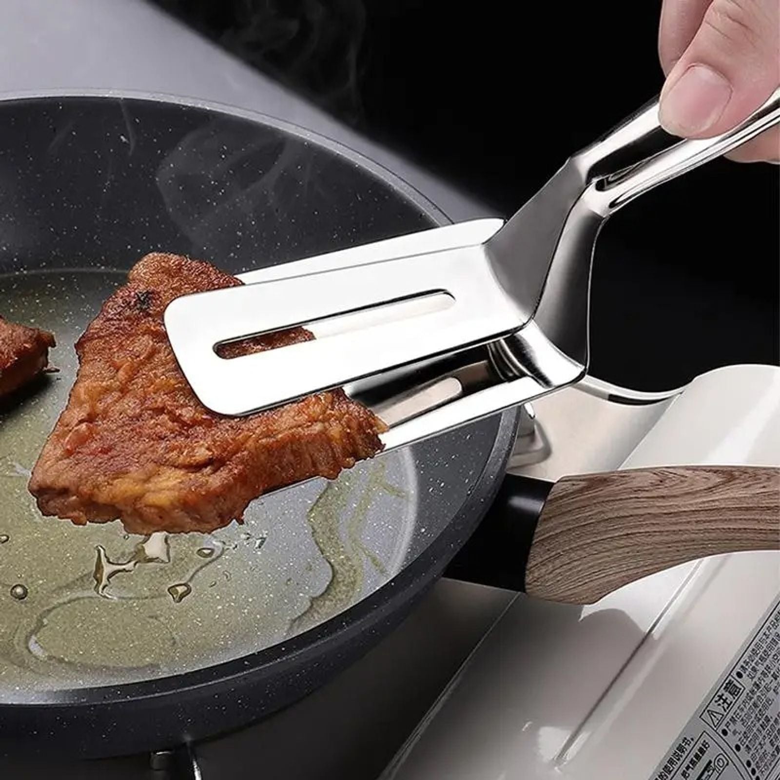 Stainless Steel Multifunctional BBQ Tongs and Frying Spatula