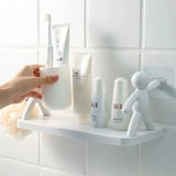 Self-Adhesive Plastic Storage Rack for Bathroom and Kitchen