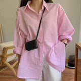 Korean Women's Long Sleeve Plaid Shirt for Summer