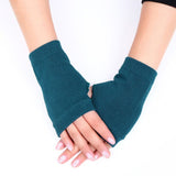 Simple Black Fingerless Knit Wrist Gloves for Winter