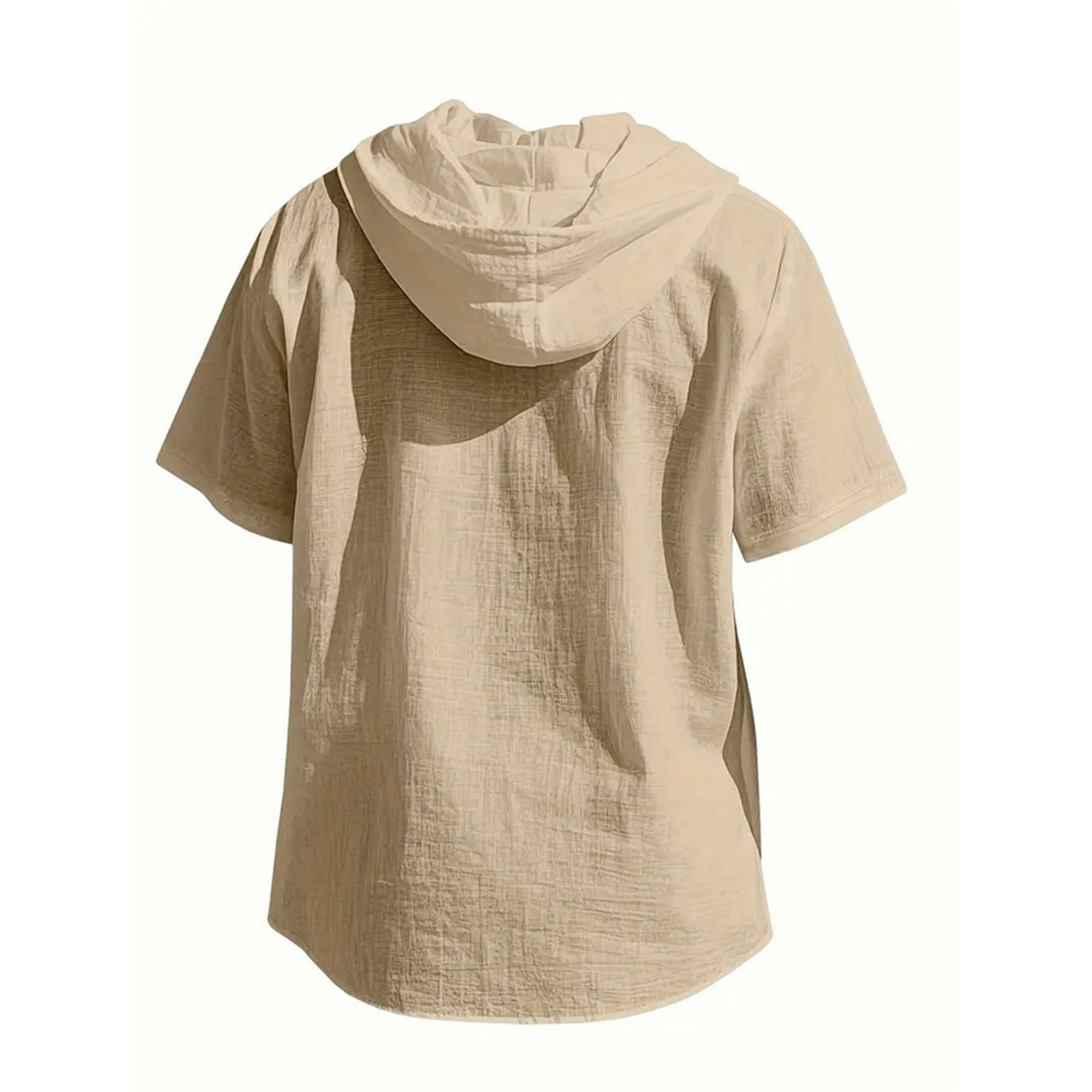 Men's Cotton Linen Hooded Short Sleeve Shirt