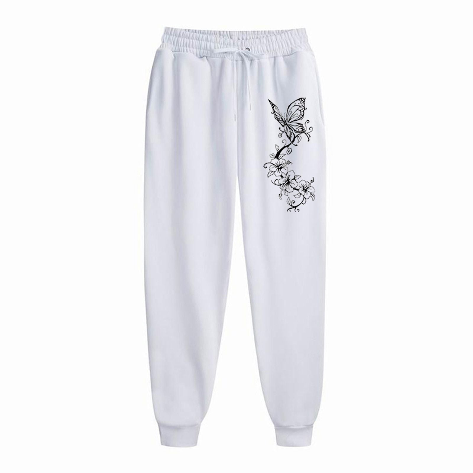 Women's High Quality Floral & Butterfly Print Jogging Pants
