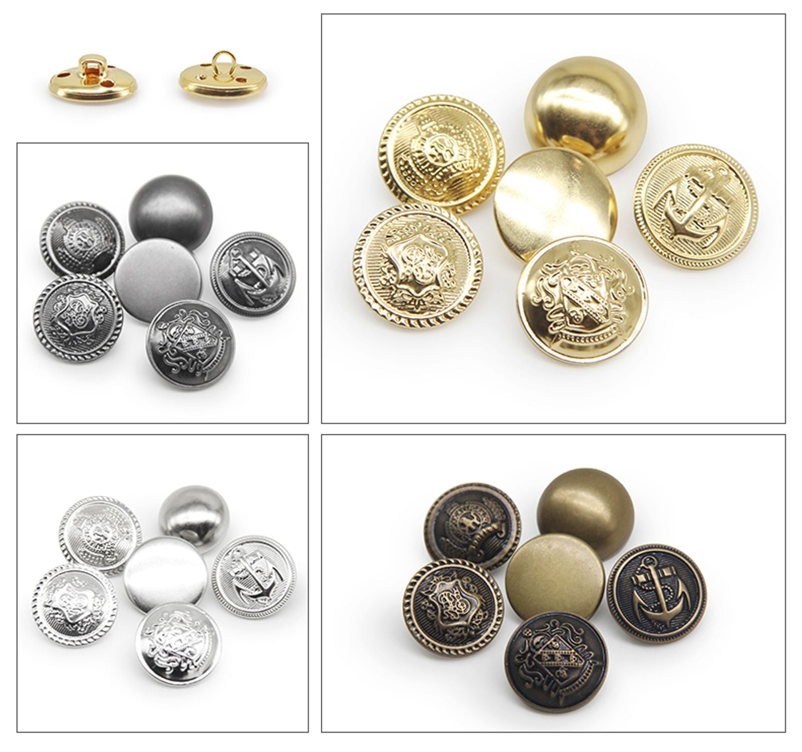 Vintage Copper Metal Buttons Set for Sewing and Crafts