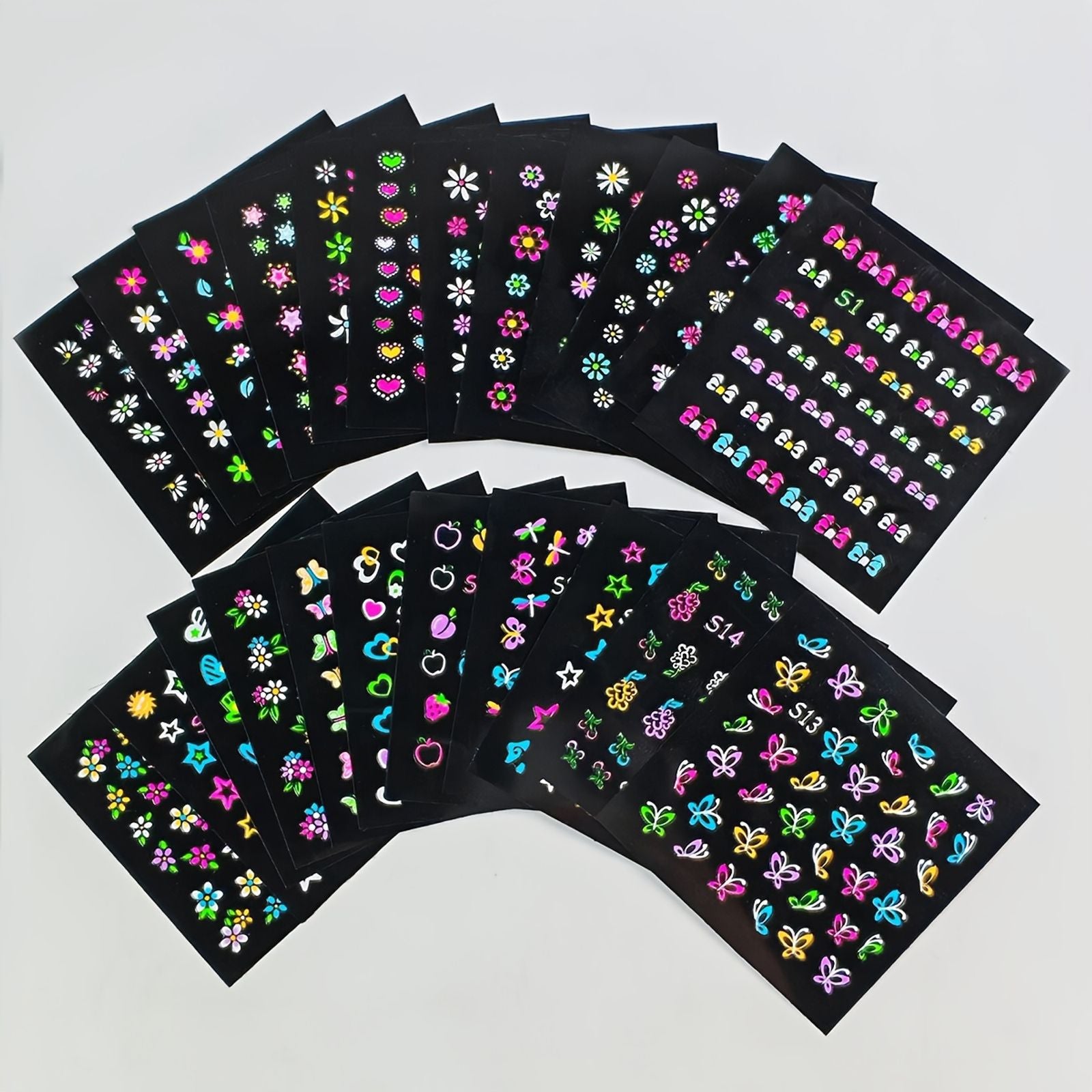30 Sheets Glow in The Dark Nail Stickers - Glittery Self-Adhesive