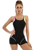2023 Plus Size Patchwork Sport One Piece Swimsuit for Women
