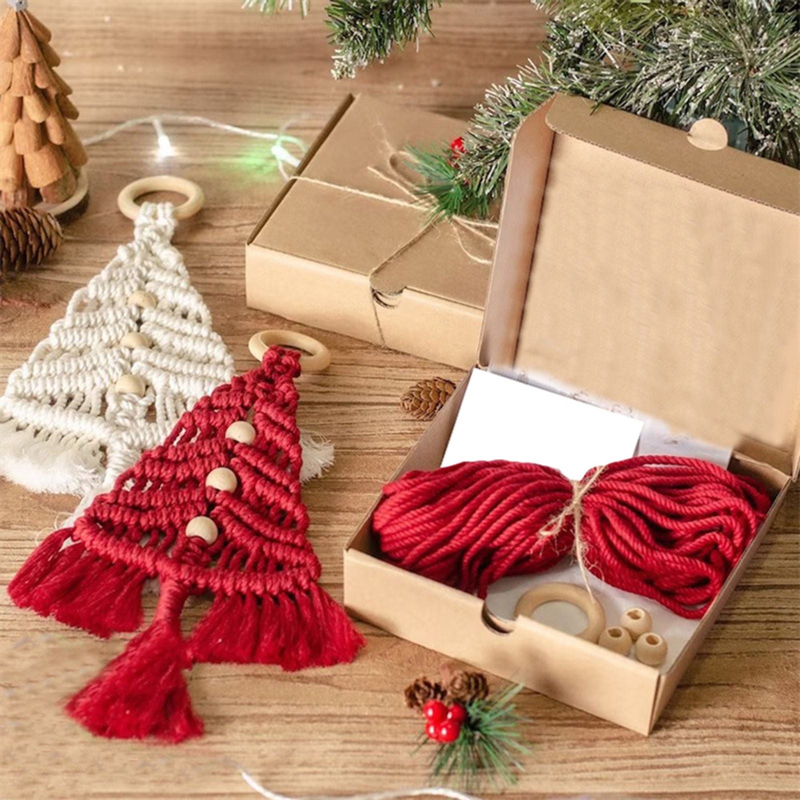 3PCS Macrame Woven Christmas Tree Craft Kit
