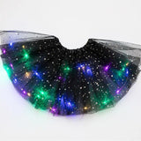LED Glowing Women's Tulle Star Mini Skirt