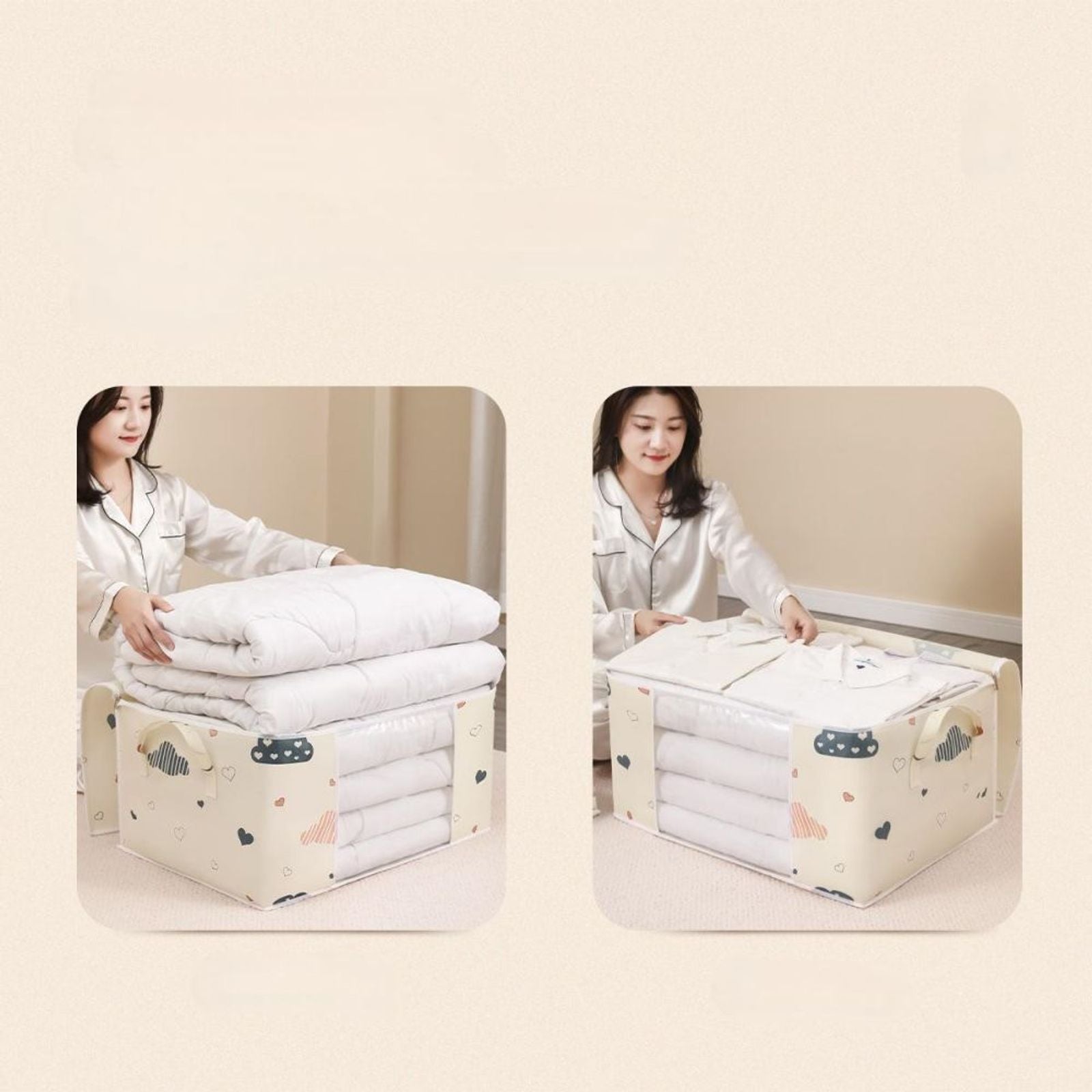 Large Foldable Non-Woven Storage Bag with Zipper