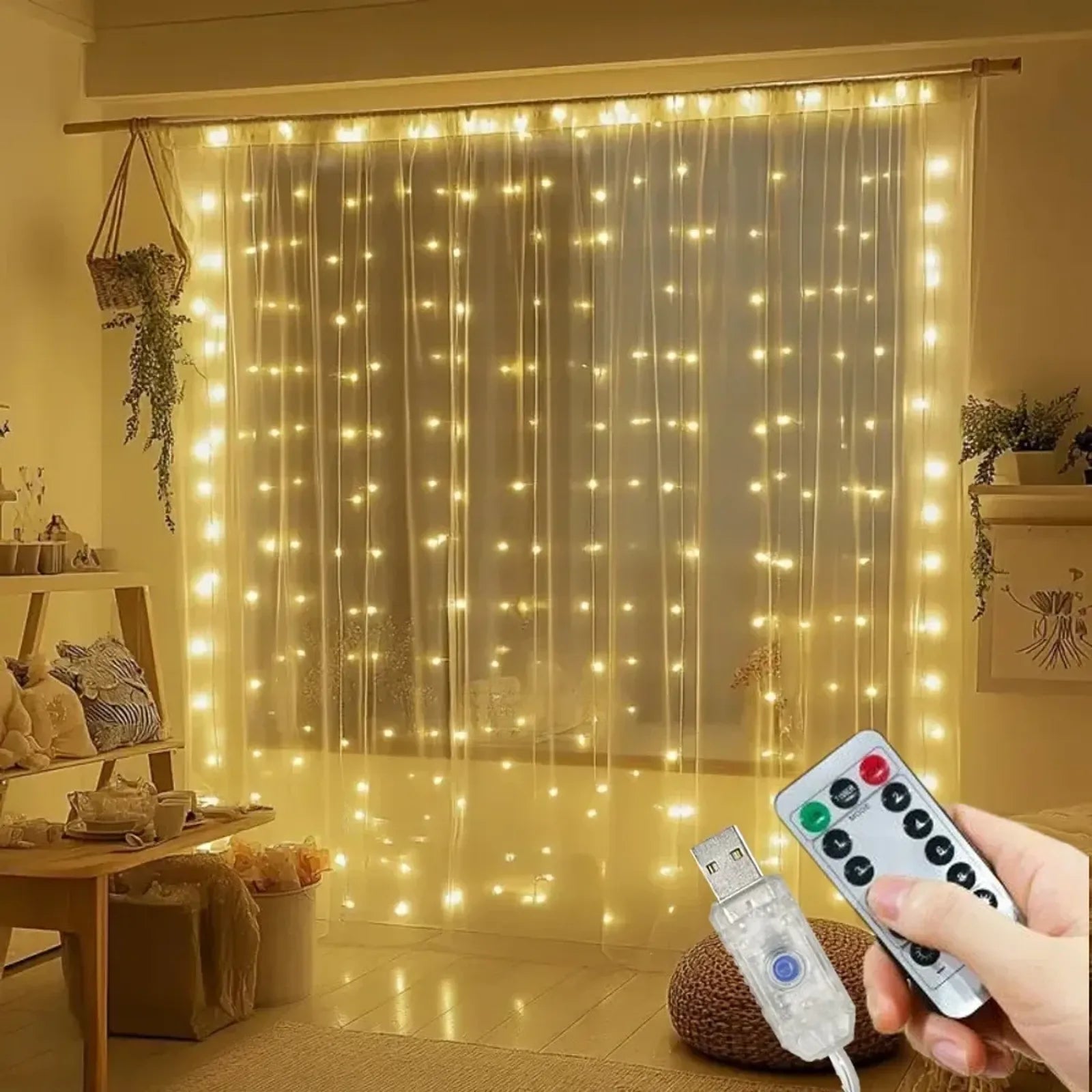 LED Curtain String Lights - USB Fairy Lamp for Home & Garden