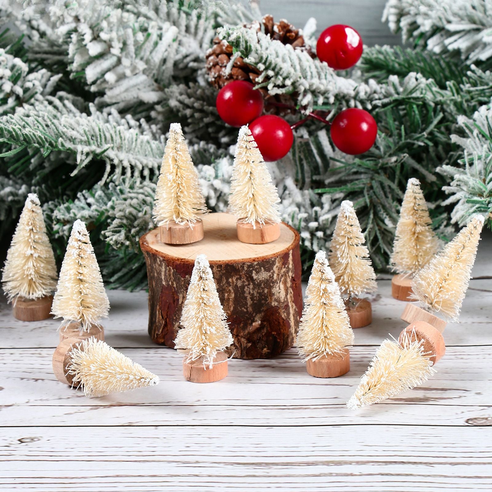 Mini Wooden Christmas Tree in Blue Green White Gold