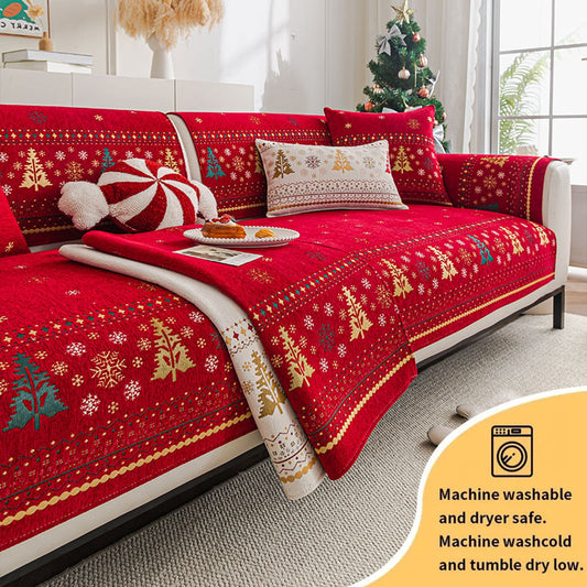Red Christmas Tree Sofa Cushion - All Season Anti-Slip