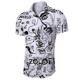 Men's Summer Letter Print Short-Sleeved Hawaiian Shirt
