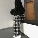 Oversized Black Plaid Women’s Sweatpants